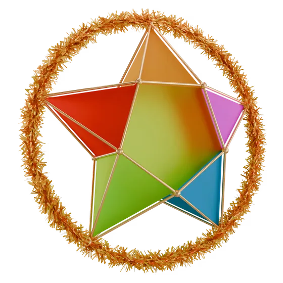 Khmer New Year 3D Star Lantern with Garland Decoration