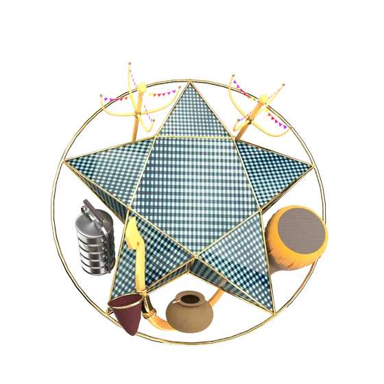 3D Khmer New Year Star Lantern and Traditional Elements