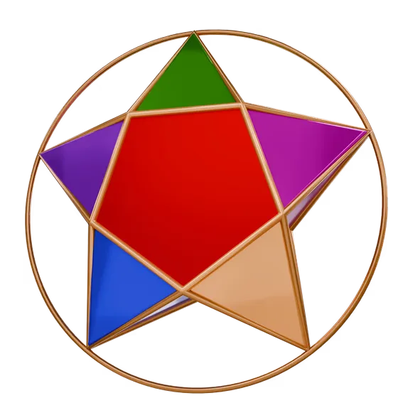 3D Colorful Star in Gold Circle Ornament