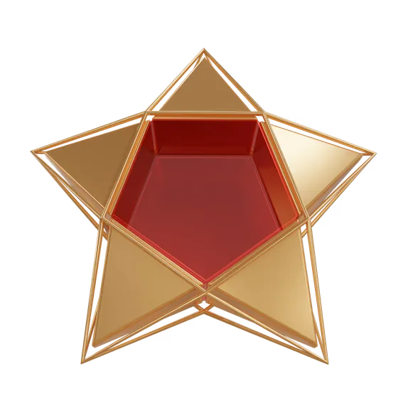 3D Golden Star with Red Center ផ្កាយមាស Decoration