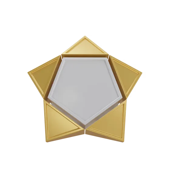 3D Gold and Silver Star Icon ផ្កាយមាស