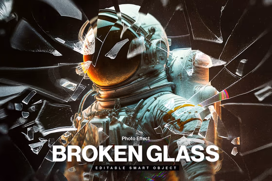 Broken Glass Photo Effect Template