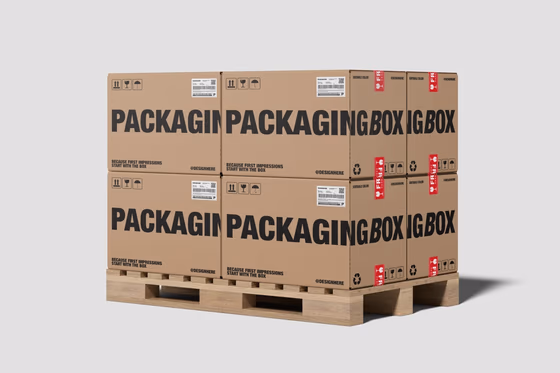 Shipping Box on Pallet Branding Mockup