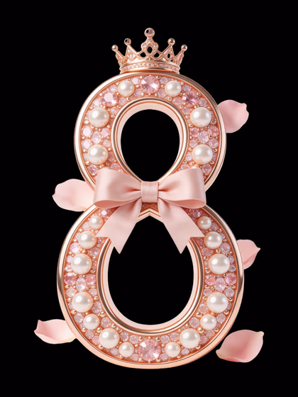 International Women's Day Elegant rose gold number 8