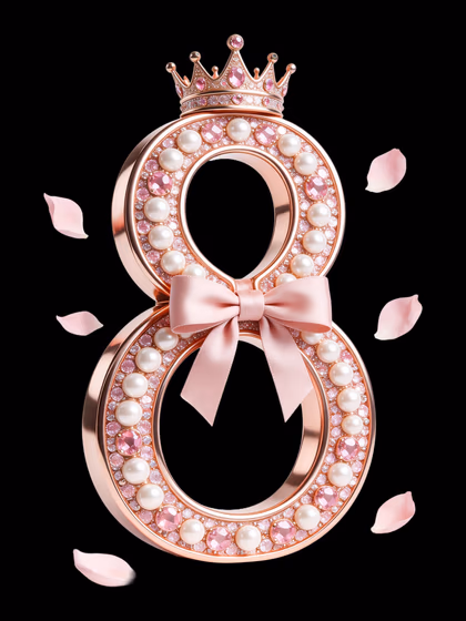 International Women's Day Elegant rose gold number 8