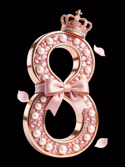 International Women's Day Elegant rose gold number 8
