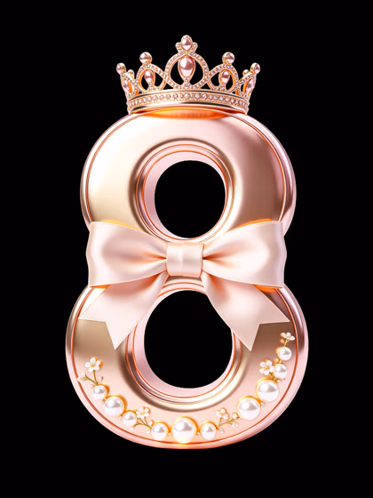 International Women's Day Elegant rose gold number eight, 