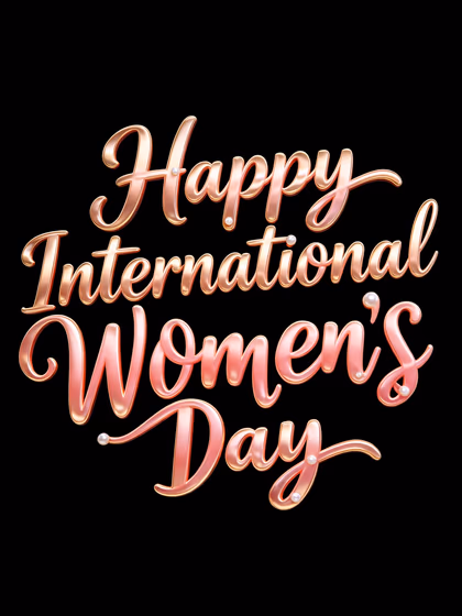 Happy International Women's Day luxurious 3D metallic rose gold