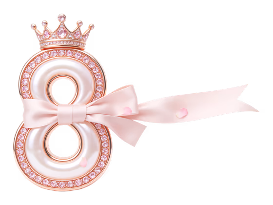 Luxury Gold Crown Number 8 – Women’s Day Symbol