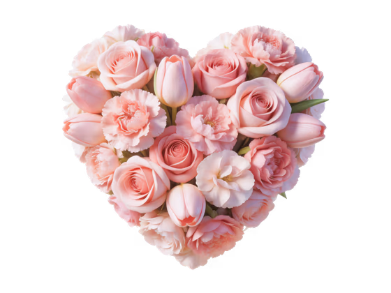Elegant floral heart arrangement of soft pink roses