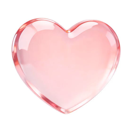 Elegant glossy pink translucent heart