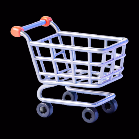 Modern 3D Shopping Cart Icon Illustration