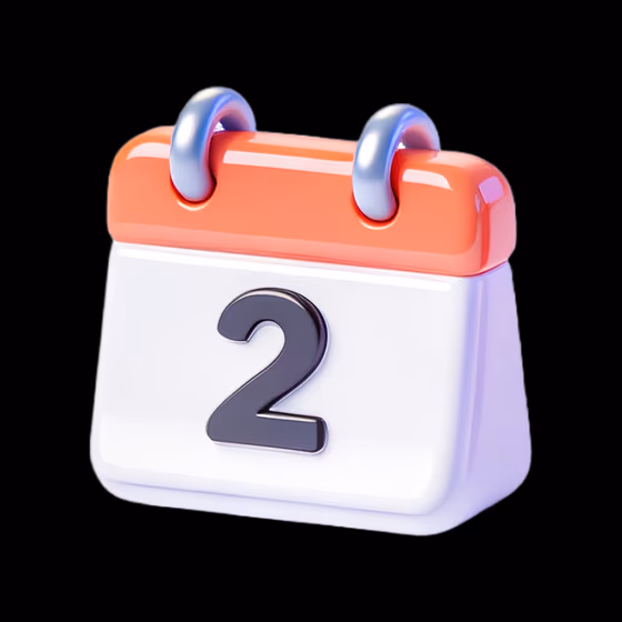 Isolated Glossy 3D Calendar Icon Number Two