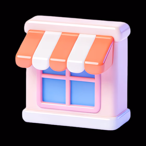 Cute 3D Store Awning E-commerce Icon