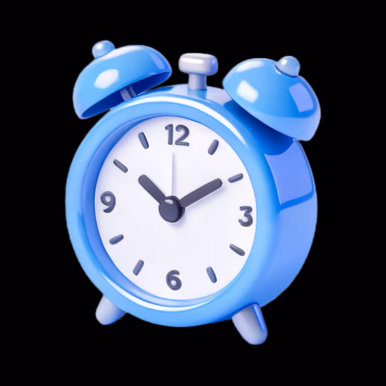Blue Alarm Clock Time Management 3D Render