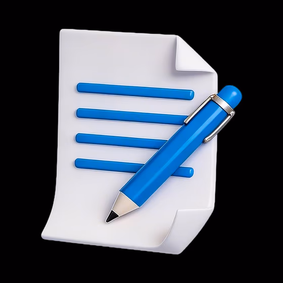 3D Render Document Pen Writing Icon