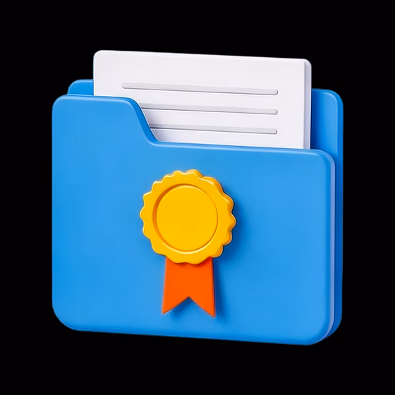 Certified Document Folder with Achievement Badge