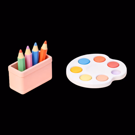 Creative School Supplies Pencils Paint Palette