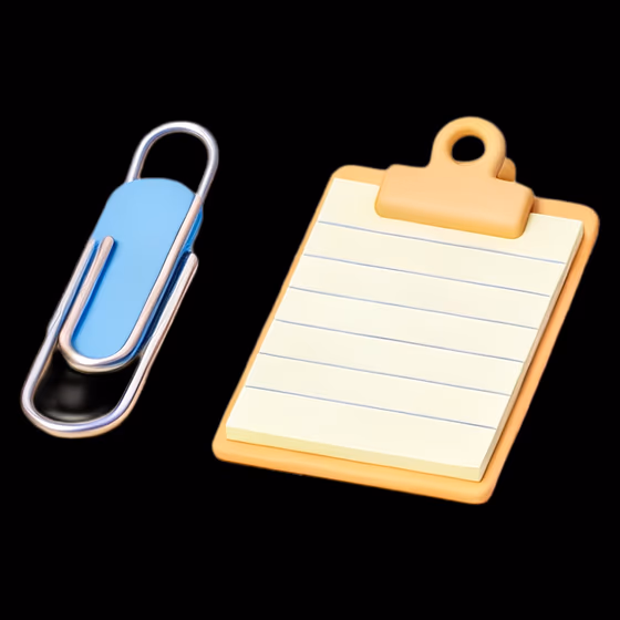 3D Paper Clip Clipboard Note Isolated