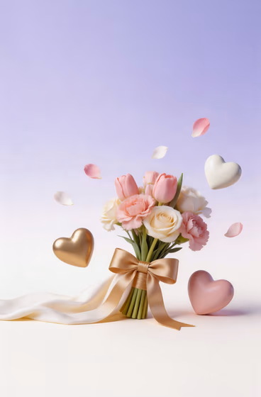 Elegant Bouquet Hearts Petals Love Celebration