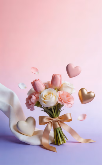 Beautiful Bouquet Hearts Petals Love Romance